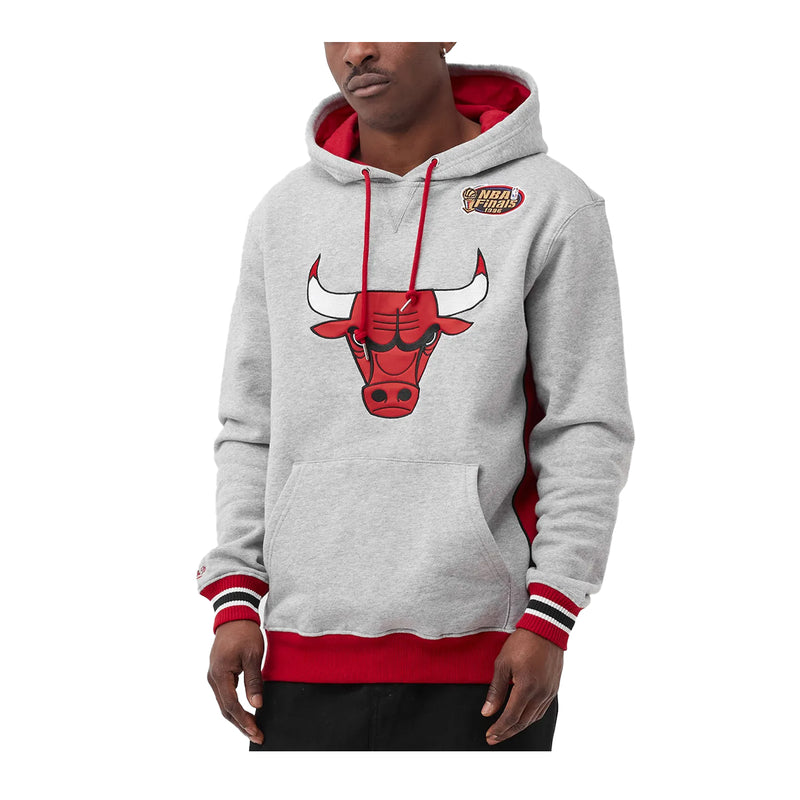 Mitchell & Ness Mens NBA Chicago Bulls Premium Fleece Hoodie FPHD1040-CBUYYPPPGHRD Grey Heather/Red