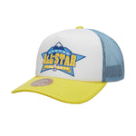 Mitchell & Ness Mens NBA Denver Nuggets Party Time Trucker HWC Snapback Hats HHSS5140-DNUYYPPPWHBL White/Blue ,Green Brim