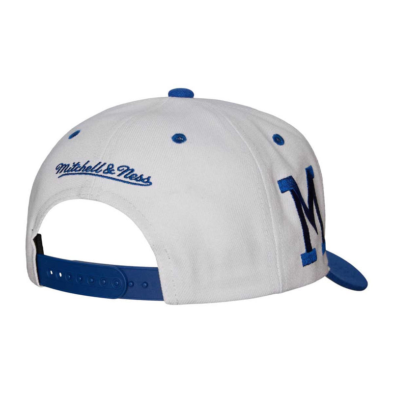 Mitchell & Ness Mens MLB Milwaukee Brewers Evergreen PRO Coop Snapback Hats HHSS6484-MBRYYPPPWHIT White ,Grey Brim