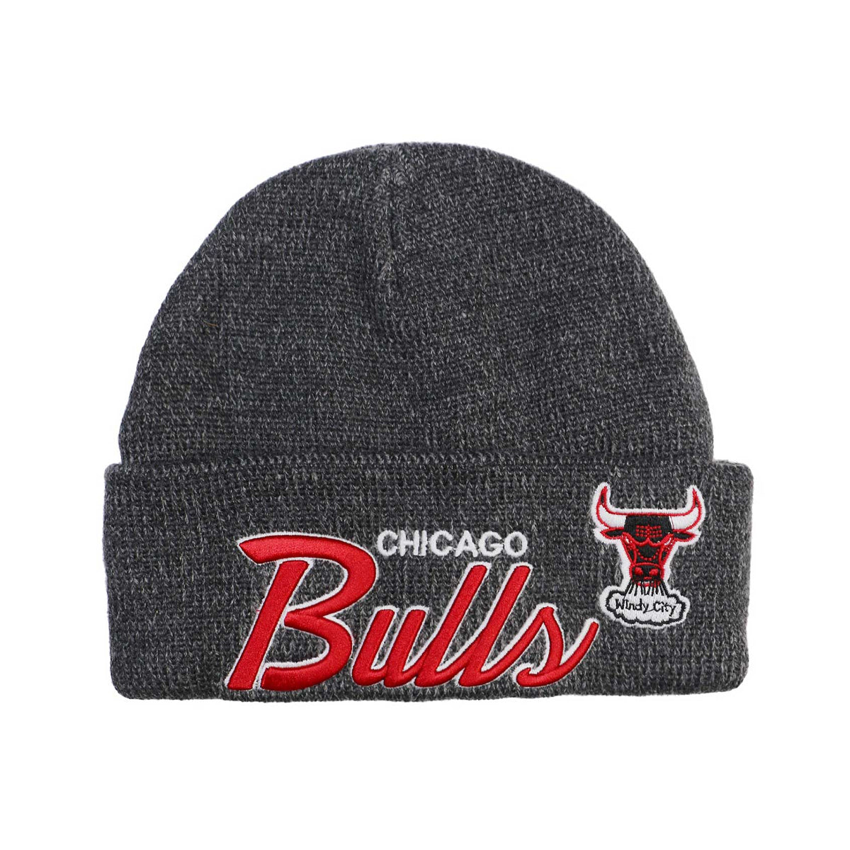 Chicago Bulls Gray Draft Cuffed Knit Hat with Pom