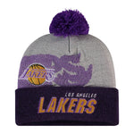 Mitchell & Ness Unisex NBA Los Angeles Lakers Draft Knit Pom Beanie KTPCMM21003-LALGYPR Grey/Purple