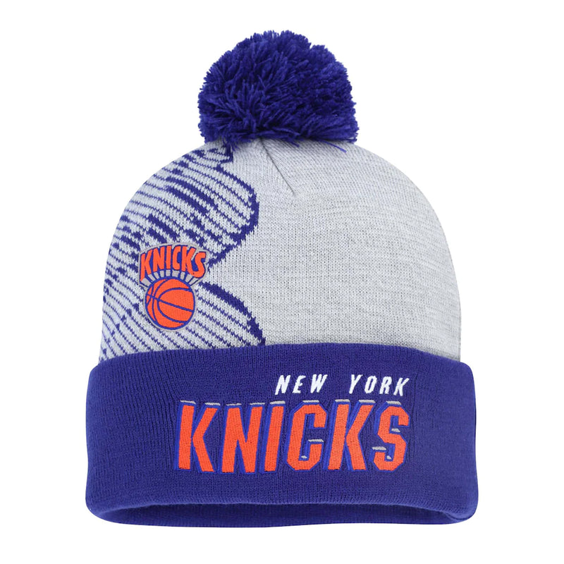 Mitchell & Ness Unisex NBA New York Knicks Draft Knit Pom Beanie KTPCMM21003-NYKGYBL Grey/Blue