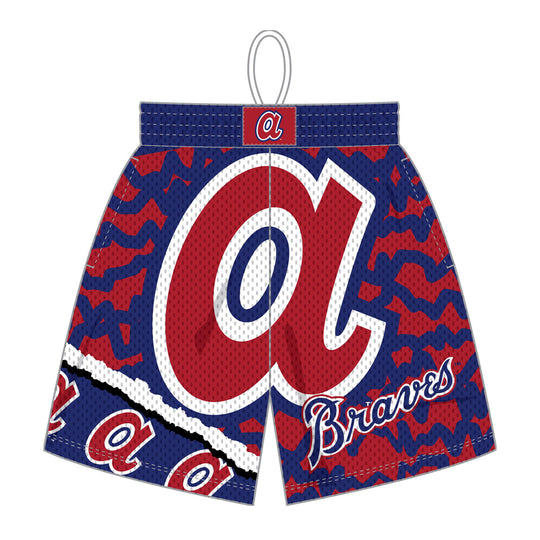 Mitchell & Ness Mens MLB Atlanta Braves Jumbotron 2.0 Sublimated Shorts PSHR1220-ABRYYPPPRYRD Royal/Red