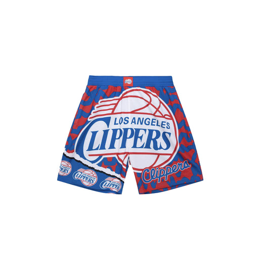 Mitchell & Ness Mens NBA Los Angeles Clippers Jumbotron 2.0 Sublimated Shorts PSHR1220-LACYYPPPRYRD Royal/Red