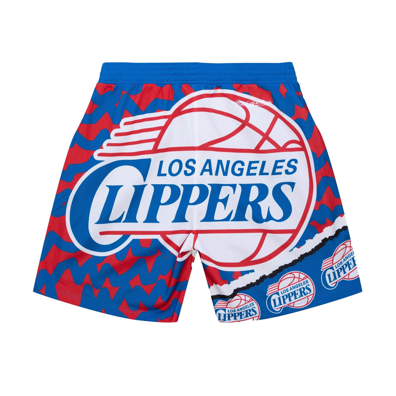 Mitchell & Ness Mens NBA Los Angeles Clippers Jumbotron 2.0 Sublimated Shorts PSHR1220-LACYYPPPRYRD Royal/Red