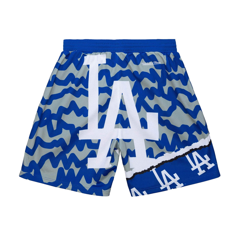 Mitchell & Ness Mens MLB Los Angeles Dodgers Jumbotron 2.0 Sublimated Shorts PSHR1220-LADYYPPPRYGY Royal/Grey