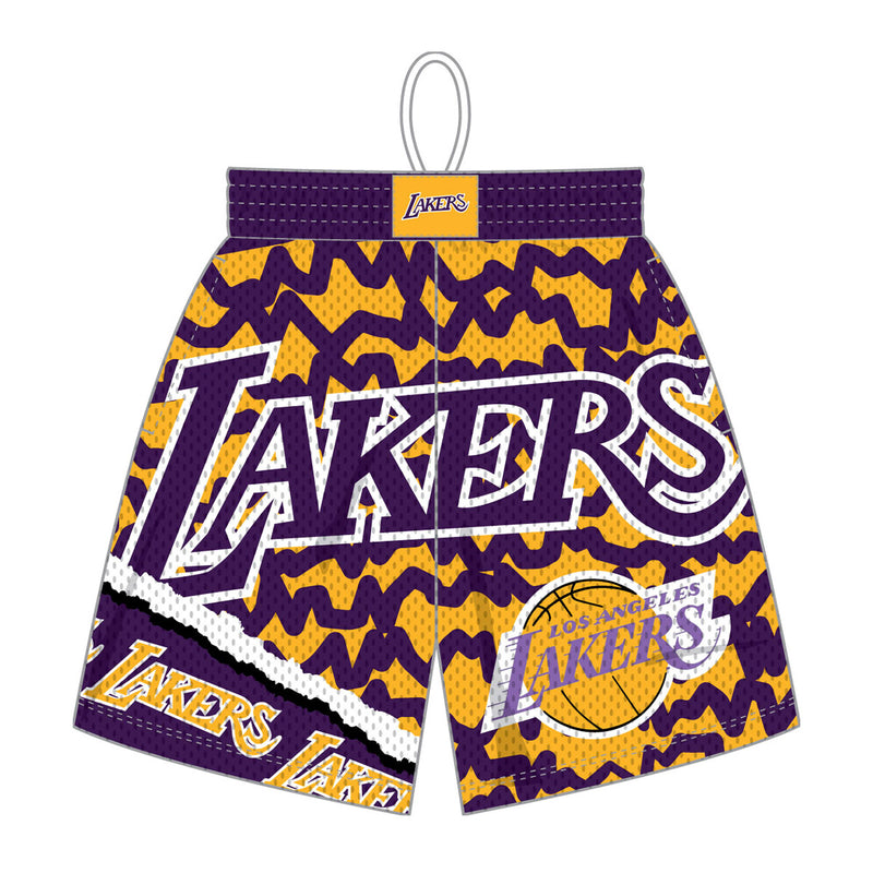 Mitchell & Ness Mens NBA Los Angeles Lakers Jumbotron 2.0 Sublimated Shorts PSHR1220-LALYYPPPPRGD Purple/Gold