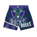 Mitchell & Ness Mens NBA Milwaukee Bucks Shorts PSHR1220-MBUYYPPPPRGN Purple/Green