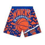 Mitchell & Ness Mens NBA New York Knicks Jumbotron 2.0 Sublimated Shorts PSHR1220-NYKYYPPPRYOR Royal/Orange