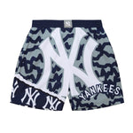Mitchell & Ness Mens MLB New York Yankees Jumbotron 2.0 Sublimated Shorts PSHR1220-NYYYYPPPNYGY Navy/Grey