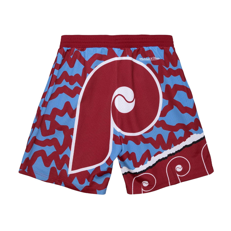 Mitchell & Ness Mens MLB Philadelphia Phillies Jumbotron 2.0 Sublimated Shorts PSHR1220-PPHYYPPPRDLB Red/Blue