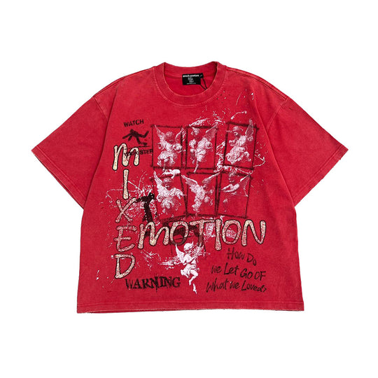 Mixed Emotion Mens Crimson Crew Neck T-Shirt Red