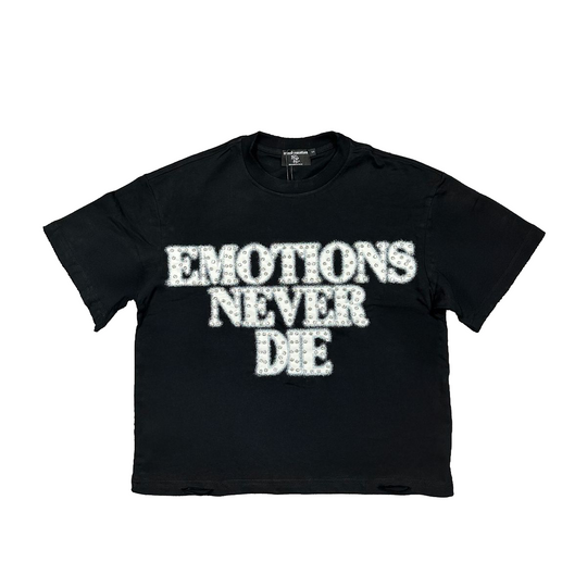 Mixed Emotion Mens End Rhinestone Crew Neck T-Shirt Black