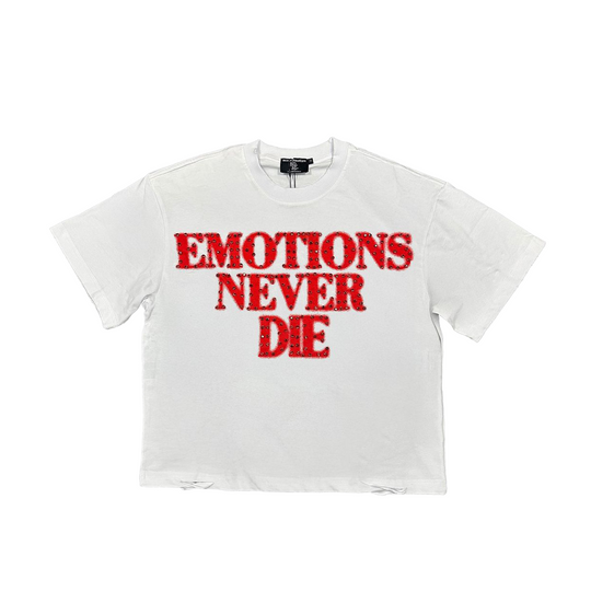 Mixed Emotion Mens End Rhinestone Crew Neck T-Shirt Red