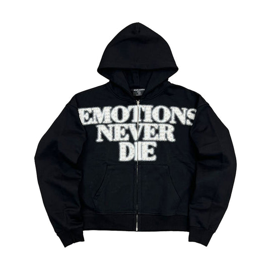 Mixed Emotion Mens End Rhinestone Zip Up Hoodie Black