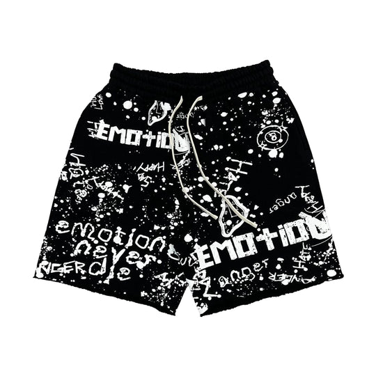 Mixed Emotion Mens Graffiti Sweatshorts Black