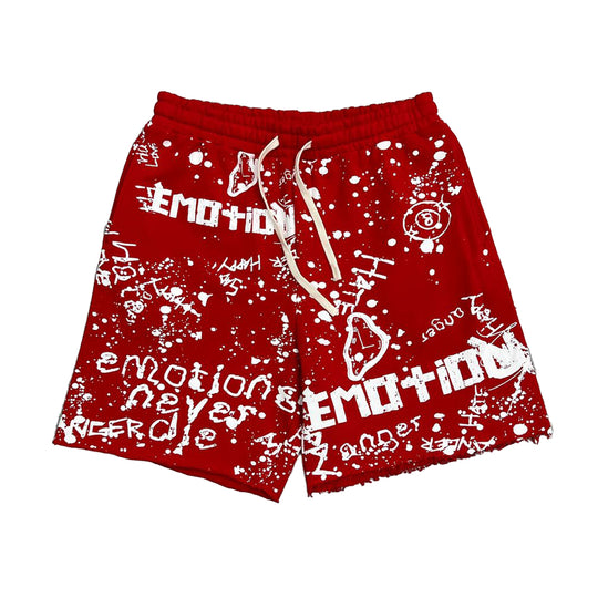 Mixed Emotion Mens Graffiti Sweatshorts Red