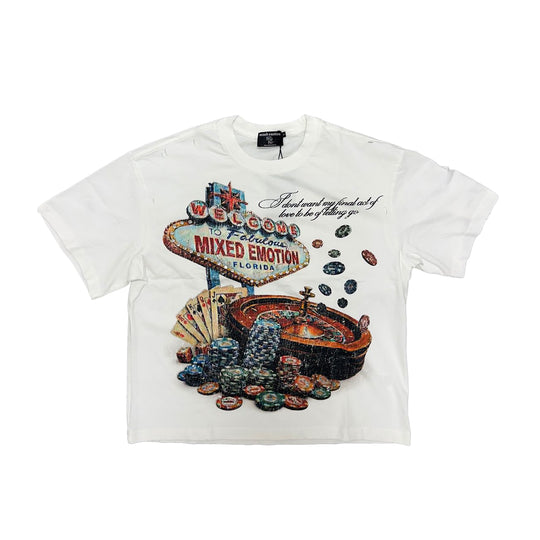 Mixed Emotion Unisex Lottery Crew Neck T-Shirt White