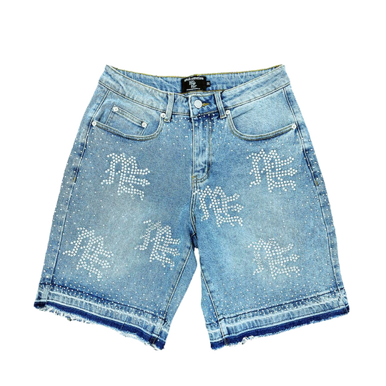 Mixed Emotion Mens Me Denim Shorts Blue