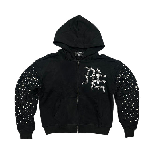 Mixed Emotion Mens Pearl Zip Up Hoodie Black