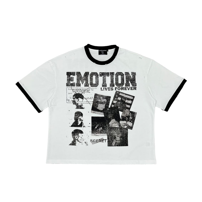 Mixed Emotion Mens Secret Crew Neck T-Shirt White