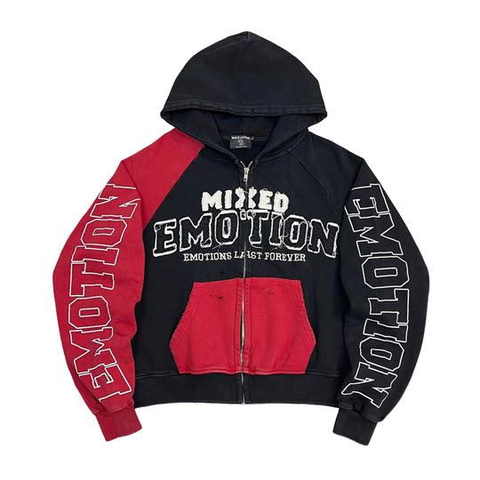 Mixed Emotion Mens Split Decision Zip Up Hoodie Red