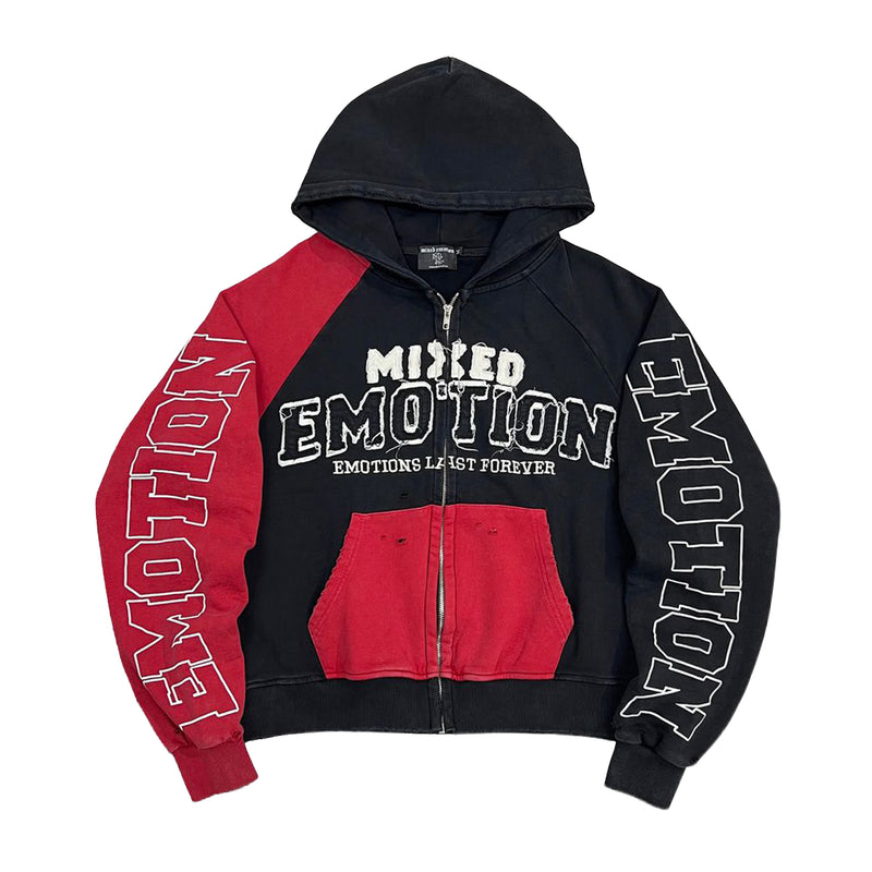 Mixed Emotion Mens Split Decision Zip Up Hoodie Red