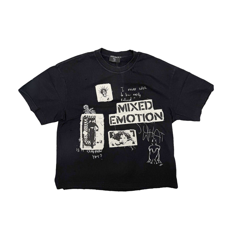 Mixed Emotion Mens Stamped Crew Neck T-Shirt Black