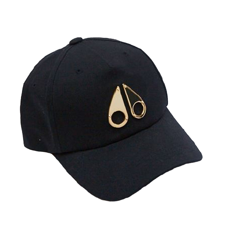 Moose Knuckles Mens Gold Logo Icon Strapback Hat M31MA535-285 Blk W/Gold Logo