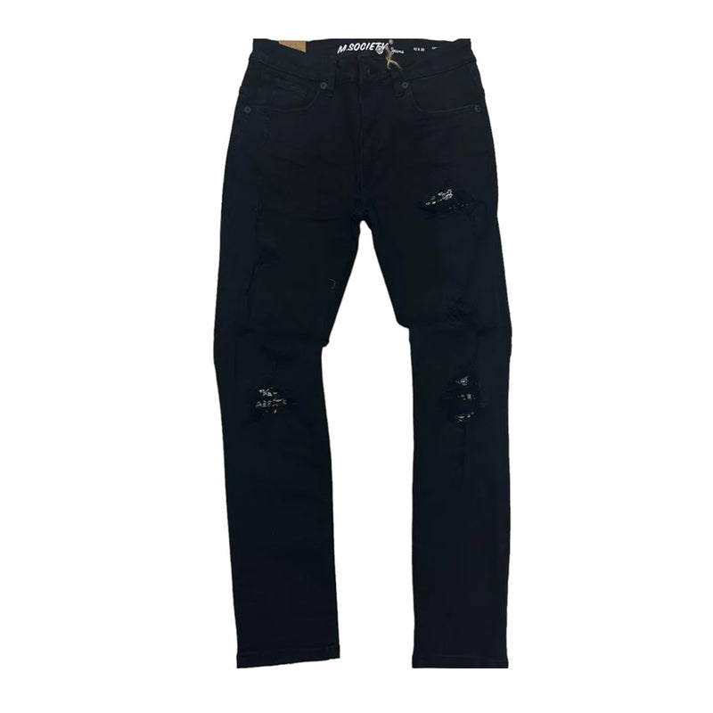 M. Society Mens Stretch Denim Jeans MS80312-BLU Jet Black