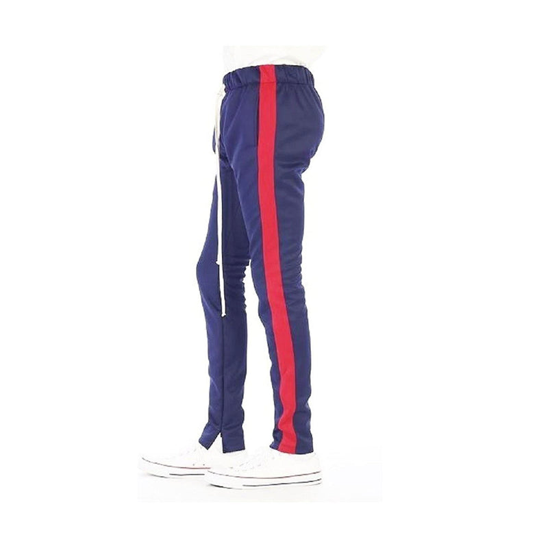 Eptm Mens Poly/Span Long Draw String Invisible Ankle Zippers Slim Fit Ep7589-Navy Red