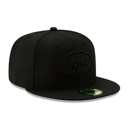 New Era Mens NFL New York Jets Basic Black On Black 2019 59Fifty Fitted Hat 12094792 Black/Black, Grey Undervisor