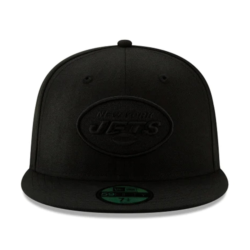 New Era Mens NFL New York Jets Basic Black On Black 2019 59Fifty Fitted Hat 12094792 Black/Black, Grey Undervisor