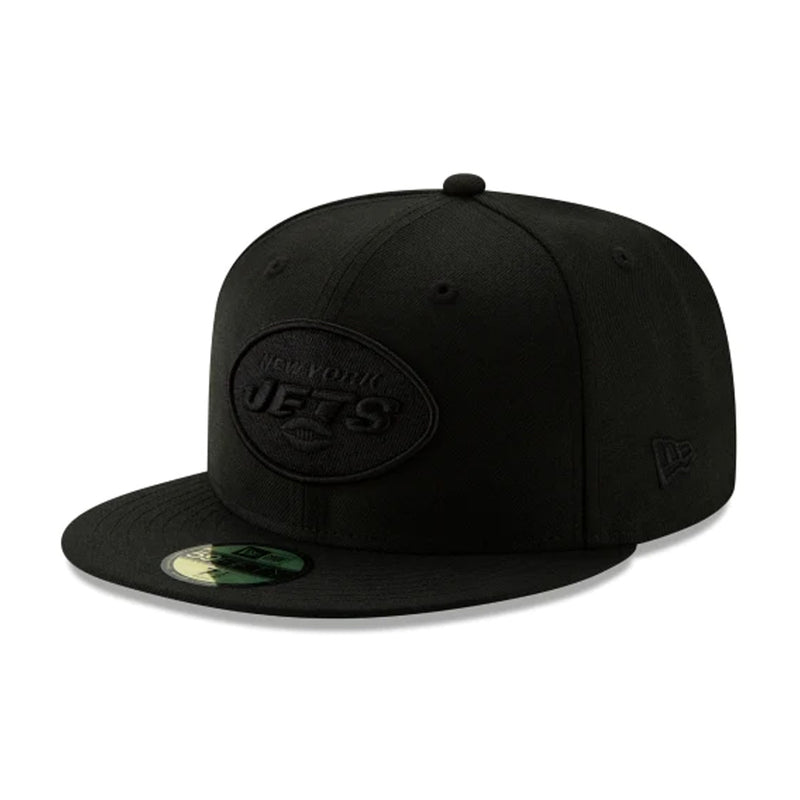 New Era Mens NFL New York Jets Basic Black On Black 2019 59Fifty Fitted Hat 12094792 Black/Black, Grey Undervisor
