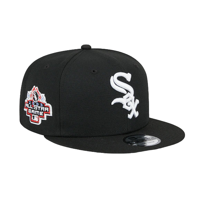 New Era Mens MLB Chicago White Sox Side Patch All-Star-Game 2003 9Fifty Snapback Hat 60188164 Black, Grey Undervisor