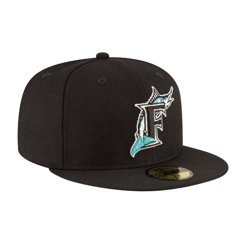 New Era Mens MLB Florida Marlins Side Patch World Series 1997 59Fifty Fitted Hat 60188226 Black, Grey Undervisor