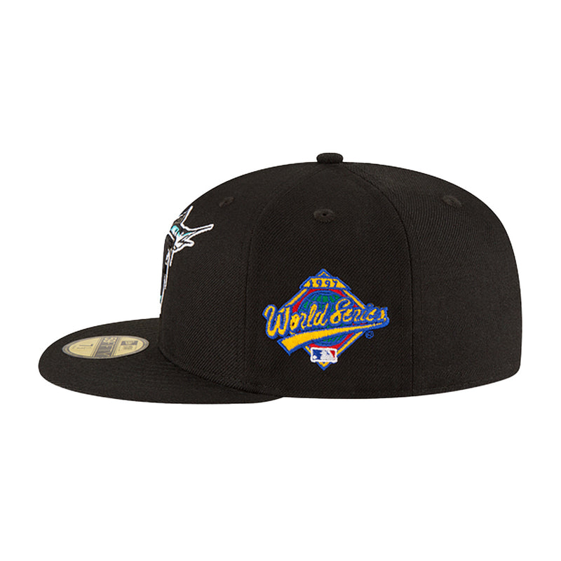 New Era Mens MLB Florida Marlins Side Patch World Series 1997 59Fifty Fitted Hat 60188226 Black, Grey Undervisor