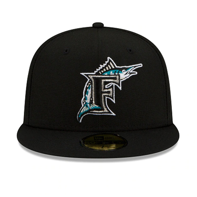 New Era Mens MLB Florida Marlins Side Patch World Series 1997 59Fifty Fitted Hat 60188226 Black, Grey Undervisor
