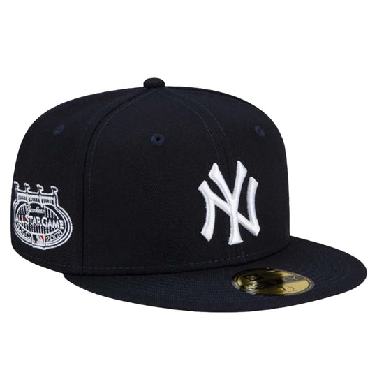 New Era Mens MLB New York Yankees Side Patch All-Star Game 2008 59Fifty Fitted Hat 60188238 Navy, Grey Undervisor