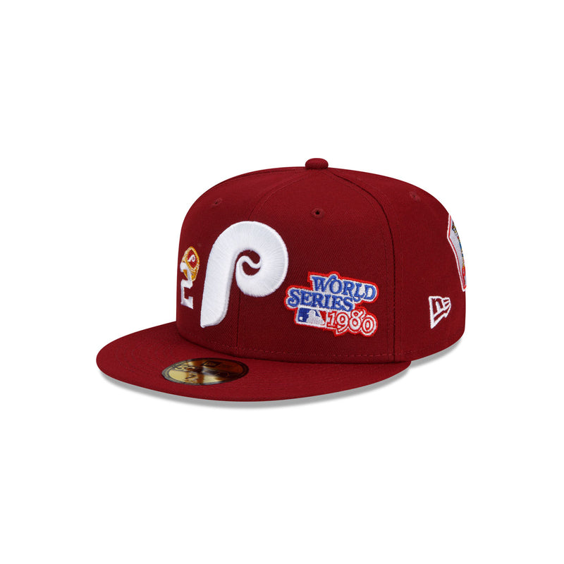 Philadelphia Phillies New Era 2-Time World Series Champions Undervisor  59FIFTY Fitted Hat - Red