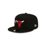 New Era Mens NBA Chicago Bulls City Cluster 59Fifty Fitted Hat 60224616 Black