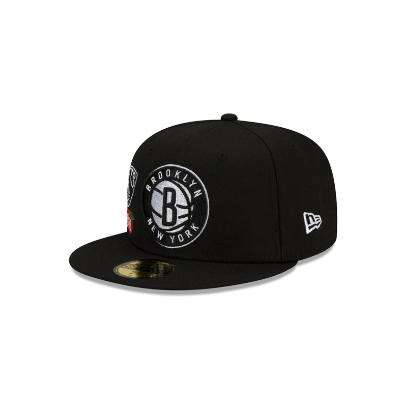 New Era Mens NBA Brooklyn Nets City Cluster 59Fifty Fitted Hat 60224620 Black