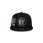 New Era Mens NBA Brooklyn Nets City Cluster 59Fifty Fitted Hat 60224620 Black