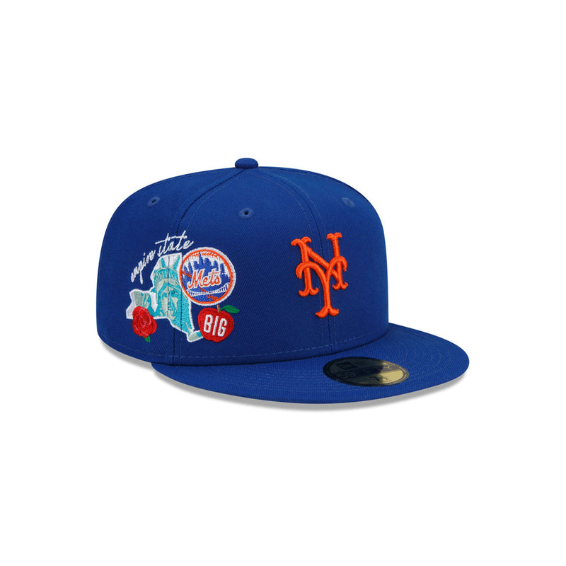 New Era Mens MLB New York Mets City Cluster 59Fifty Fitted Hat 60224647 Blue