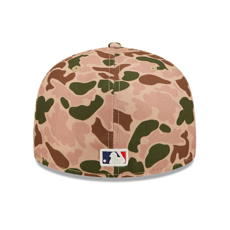 New Era Mens MLB New York Yankees Duck Camo 59Fifty Fitted Hat 60237934 Camo, Neon Orange Undervisor