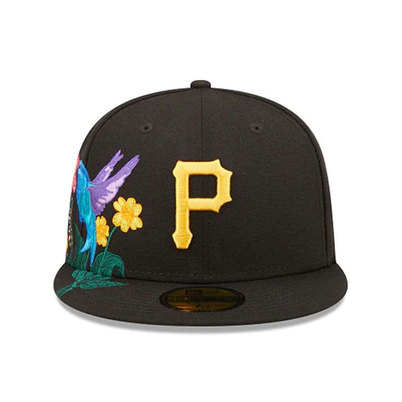 New Era Mens MLB Pittsburgh Pirates Blooming 59Fifty Fitted Hat 60243429 Black, Grey Undervisor