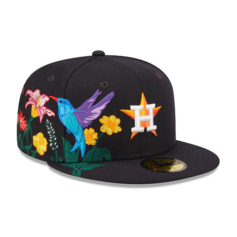 New Era Mens MLB Houston Astros Blooming 59Fifty Fitted Hat 60243440 Navy, Grey Undervisor