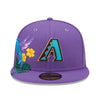 New Era Mens MLB Arizona Diamondbacks Blooming 59Fifty Fitted Hat 60243443 Purple, Grey Undervisor