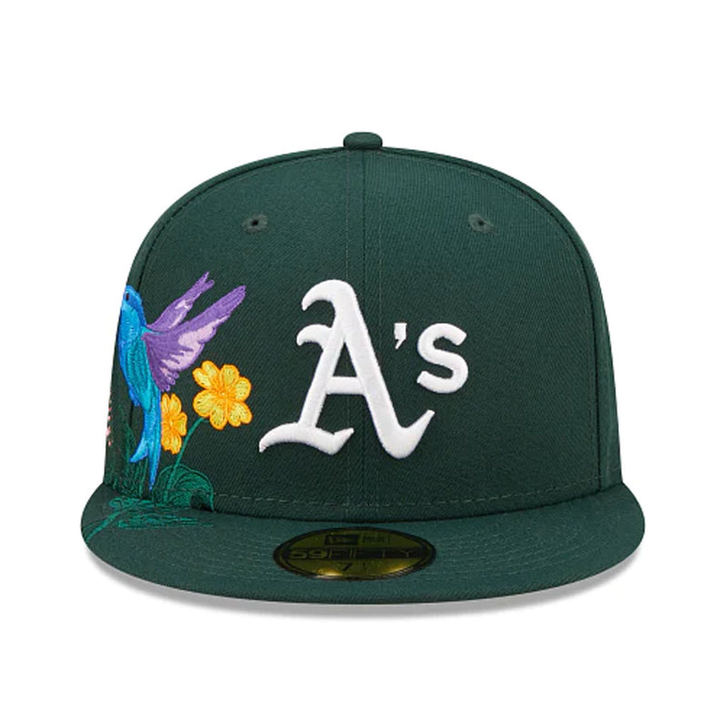 New Era Mens MLB Oakland Athletics Blooming 59Fifty Fitted Hat 60243445 Kelly Green, Grey Undervisor