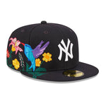 New Era Mens MLB New York Yankees Blooming 59Fifty Fitted Hat 60243454 Navy, Grey Undervisor